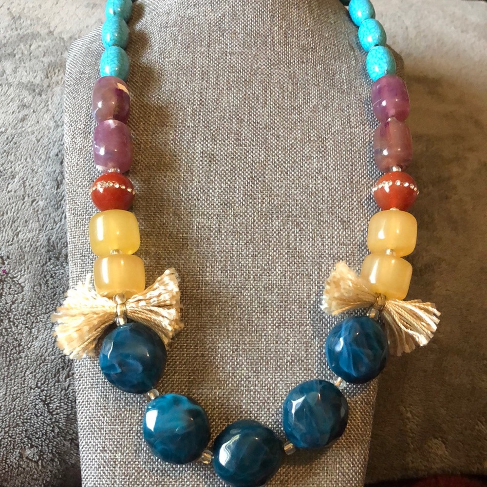 3 necklaces from Loft   Various beaded jewelry acrylic colored beads